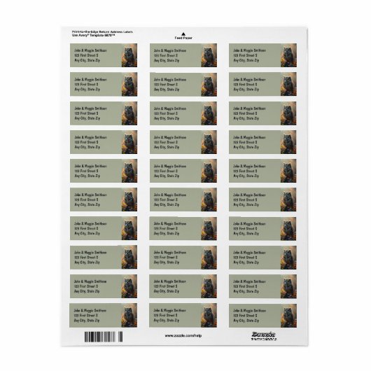 フクロウの鳥の美しい自然 ラベル (フルシート)