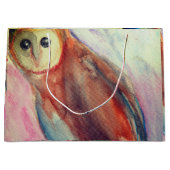フクロウの鳥アート ラージペーパーバッグ (正面)