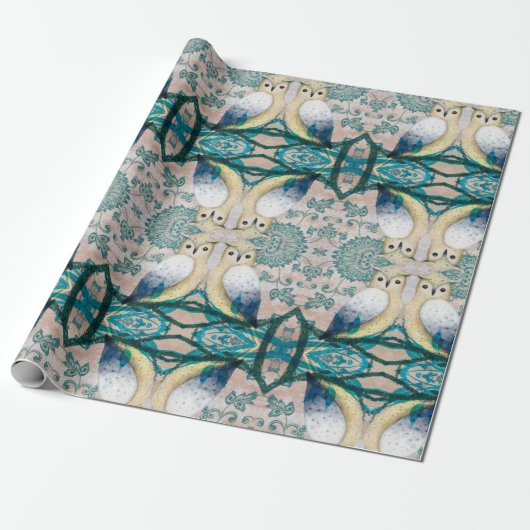 フクロウの鳥 ラッピングペーパー (アンロールド)