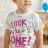 フクロウの1歳の誕生日 ベビーTシャツ