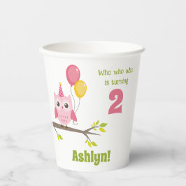 フクロウの2歳の誕生日パーティー 紙コップ