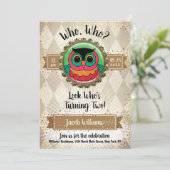 フクロウの2歳誕生日パーティー 招待状 (スタンド正面)