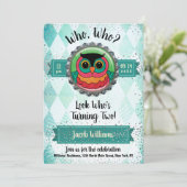 フクロウの2歳誕生日パーティー 招待状 (スタンド正面)