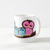 フクロウの4人家族 コーヒーマグカップ (正面右)