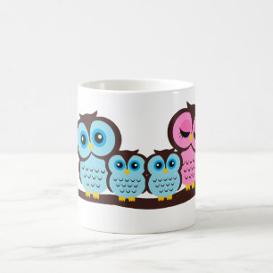 フクロウの4人家族 コーヒーマグカップ