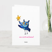 フクロウの` sのクリスマスの青 シーズンカード (裏面)