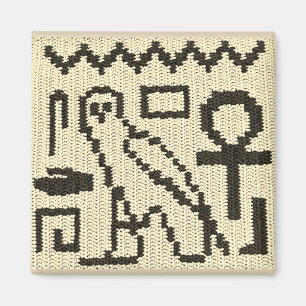 フクロウのAnkhの自然なヒエログリフのかぎ針編みのプリント マグネット