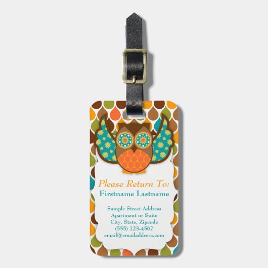 フクロウのBohemeのカスタムな荷物のラベル ラゲッジタグ (正面縦)