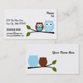 フクロウのBussiness 2枚の青いカード 名刺 (正面/裏面)