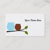 フクロウのBussiness 2枚の青いカード 名刺 (裏面)