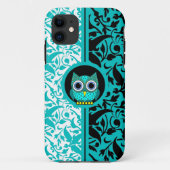 フクロウのiPhone 5の場合が付いているダマスク織パターン Case-Mate iPhoneケース (裏面)