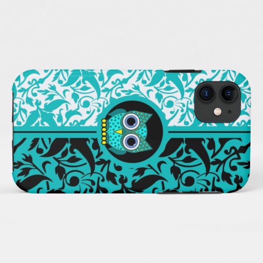 フクロウのiPhone 5の場合が付いているダマスク織パターン Case-Mate iPhoneケース (裏面(横))