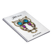 フクロウのJewerlyの写真のカラフルな目および翼 ノートブック (右側)