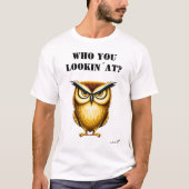 フクロウのTシャツ ルッキンアット Tシャツ (正面)