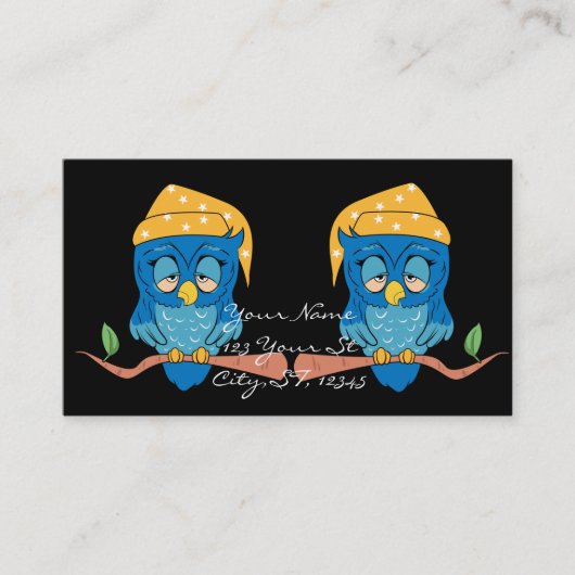フクロウのThunder_Coveの眠いクラシック 名刺 (正面)
