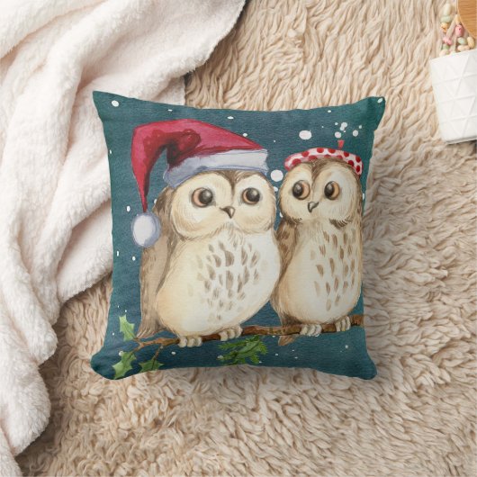 フクロウはいつもあなたを愛する |かわいい冬のクリスマス クッション (ブランケット)