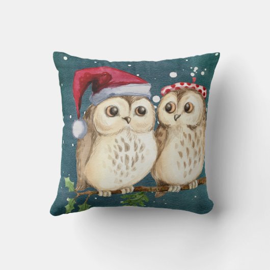フクロウはいつもあなたを愛する |かわいい冬のクリスマス クッション (裏面)