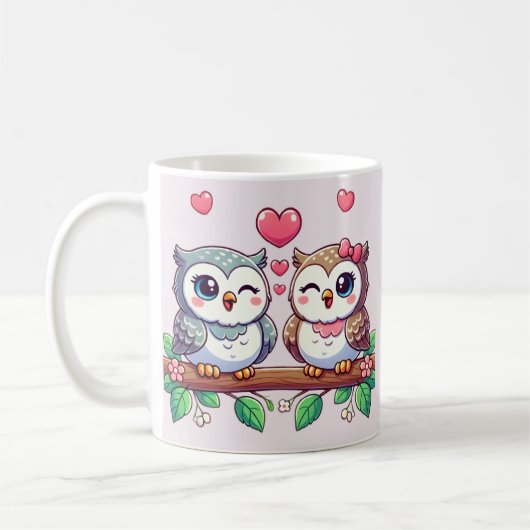 フクロウはいつもあなたを愛する コーヒーマグカップ (左)