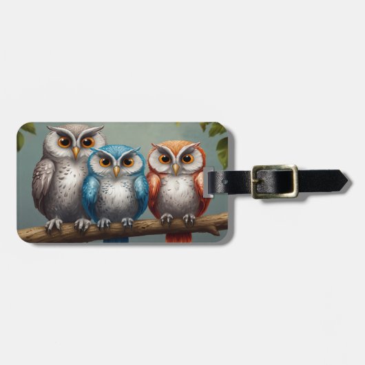 フクロウはいつもあなたを愛する ラゲッジタグ (正面横)