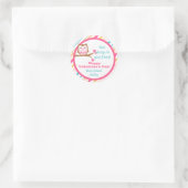 「フクロウはいつも友だちになれる」バレンタインのステッカー ラウンドシール (バッグ)