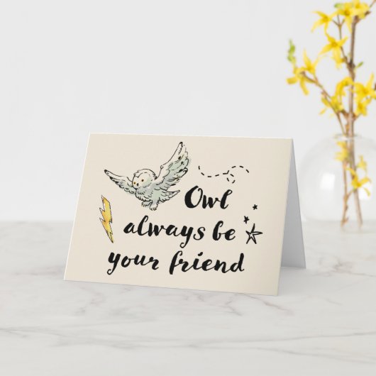 フクロウはいつも友 カード (黄色い花)