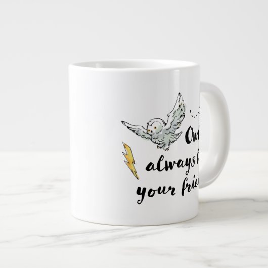 フクロウはいつも友 ジャンボコーヒーマグカップ (正面右)