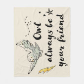 フクロウはいつも友 フリースブランケット (正面)