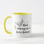 フクロウはいつも友 マグカップ (左)