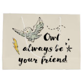 フクロウはいつも友 ラージペーパーバッグ (裏面)