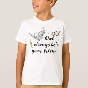 フクロウはいつも友 Tシャツ