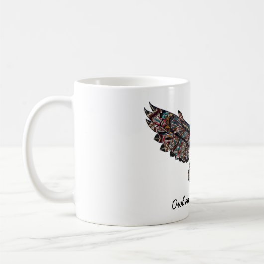 フクロウはいつも君をモザイク装飾に愛してる コーヒーマグカップ (左)