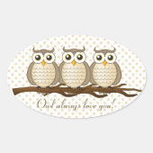 フクロウはいつも君を愛している |ステッカー 楕円形シール (正面)