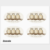 フクロウはいつも君を愛している |ステッカー 楕円形シール (シート)