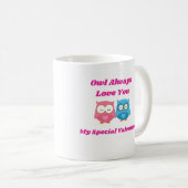 フクロウはいつも君を愛し、バレンタインデーを祝う コーヒーマグカップ (正面右)
