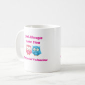フクロウはいつも君を愛し、バレンタインデーを祝う コーヒーマグカップ (正面左)
