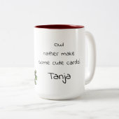 フクロウはむしろあるかわいいカードを作ります! ツートーンマグカップ (正面右)