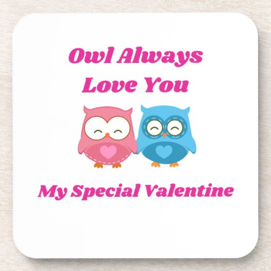 フクロウはフクロウのカップルをいつも愛する コースター (正面)
