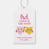 フクロウは常にあなたの友人であるキッズバレンタインパーティー ギフトタグ (正面)