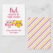 フクロウは常にあなたの友人であるバレンタインデーのカード エンクロージャーカード (正面/裏面)