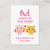 フクロウは常にあなたの友人であるバレンタインデーのカード エンクロージャーカード (正面)