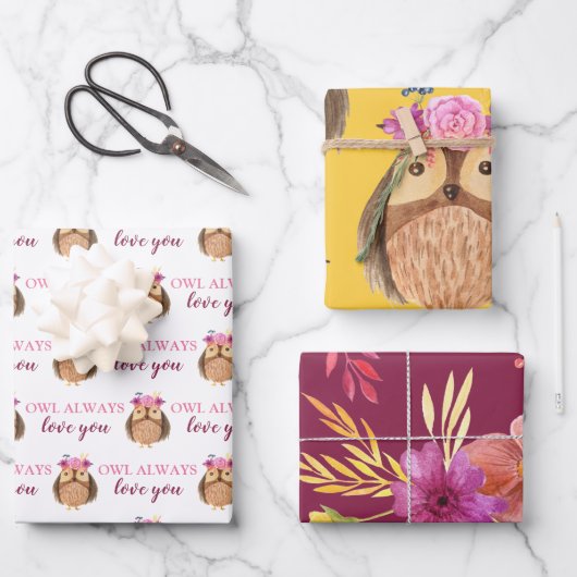 フクロウは常にあなたを包む紙シート ラッピングペーパーシート (正面)