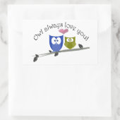 フクロウは常にあなたを愛し、かわいいフクロウの芸術 長方形シール (バッグ)