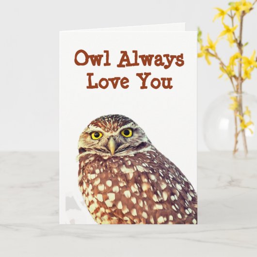 フクロウは常にあなたを愛するすべての行事グリーティングカード カード (黄色い花)