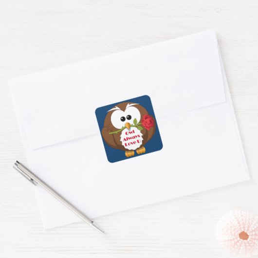 フクロウは常にあなたを愛するテーマ スクエアシール (封筒)