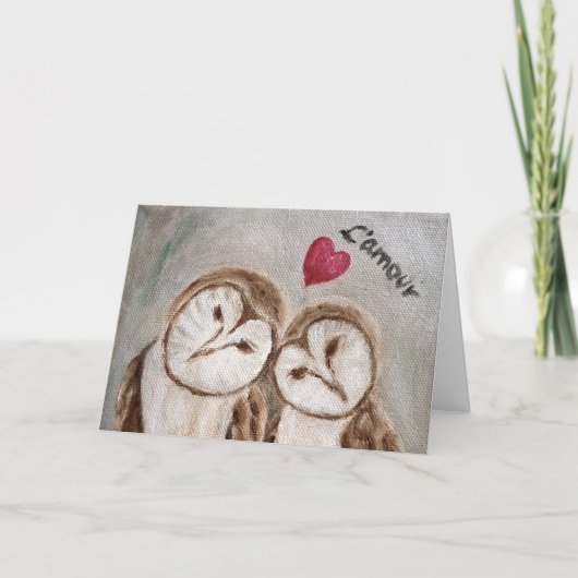 フクロウは常にあなたを愛するバレンタインカード シーズンカード (正面)