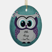 フクロウは常にあなたを愛する紫色のフクロウオーナメントラウンド セラミックオーナメント (右)