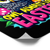 フクロウは常にイースターカラフルハッピーイースター卵を愛する ポスター (角)