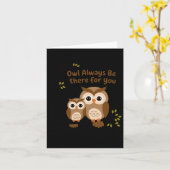 フクロウは常に快適なメッセージシール カード (黄色い花)