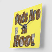 フクロウは怒りっぽい。 スクエア壁時計 (傾斜)