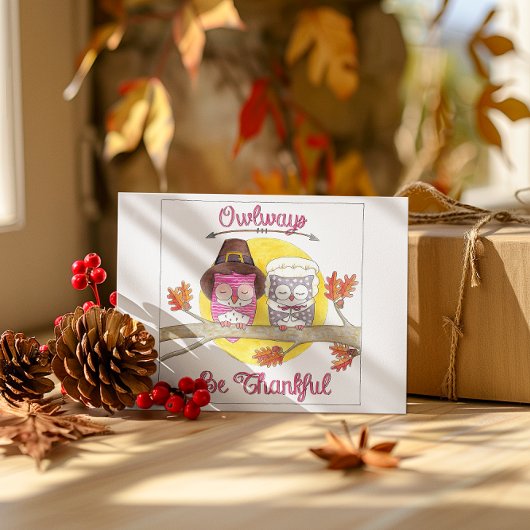 フクロウは感謝の巡礼者フクロウ感謝祭 シーズンカード